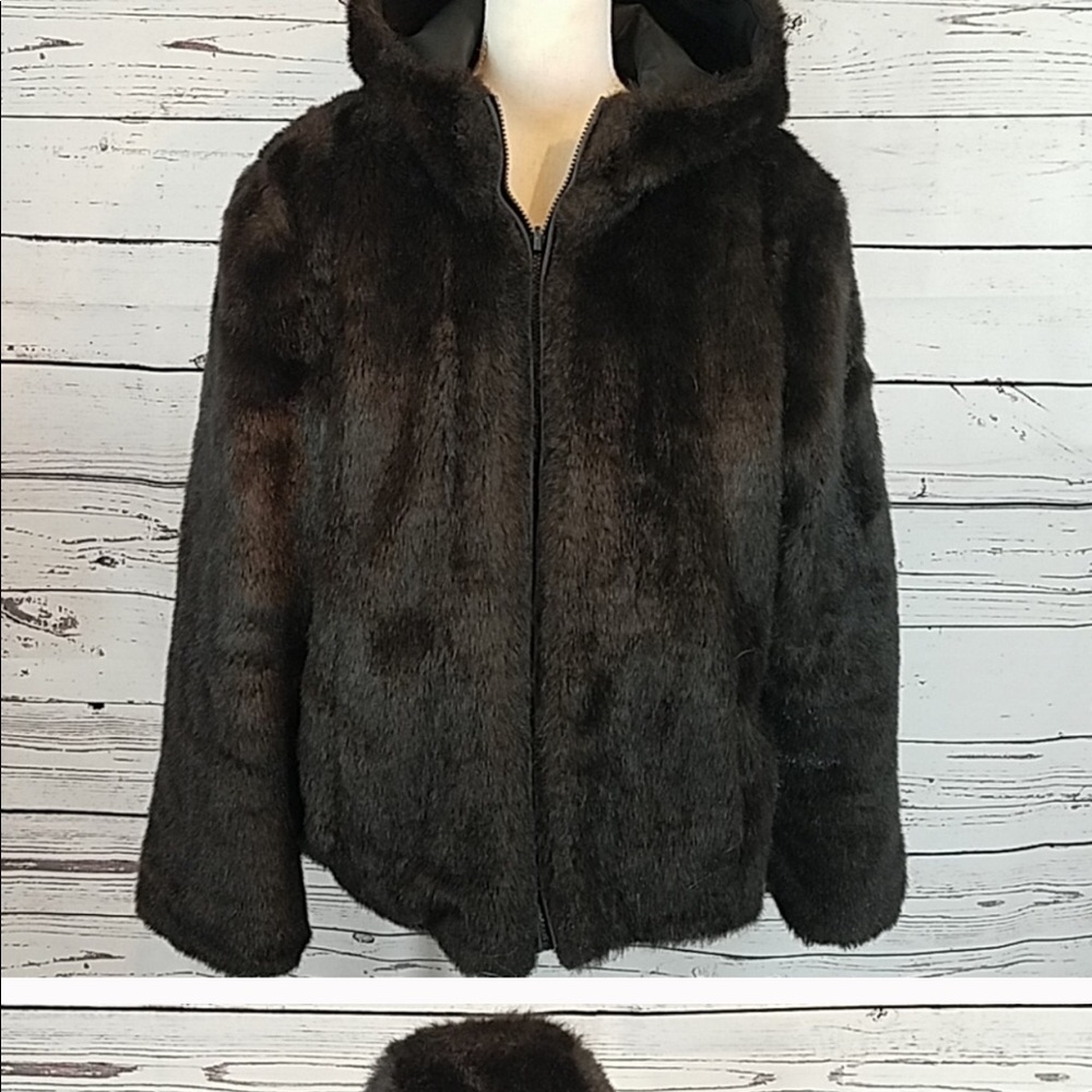Reversible black fur jacket